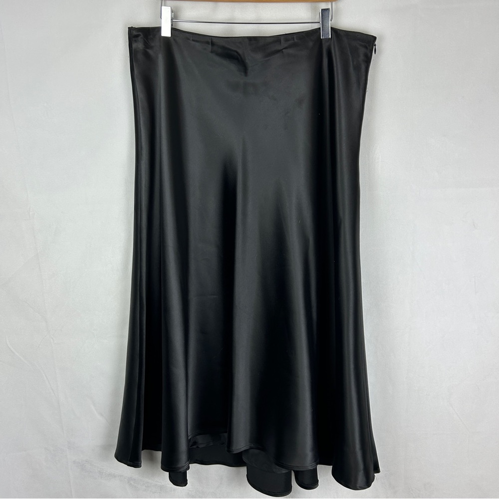 GILANI Black Satin‎ Midi Skirt Plus Size 16
